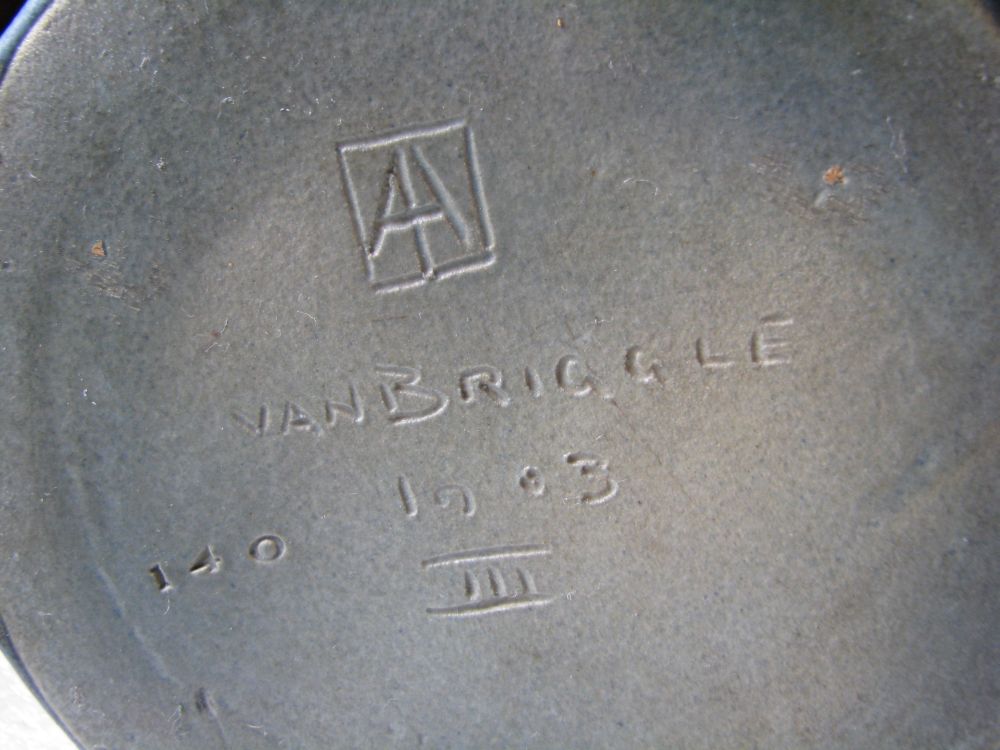 Maker's marks on 1903 Van Briggle vase (Ellison Collection)