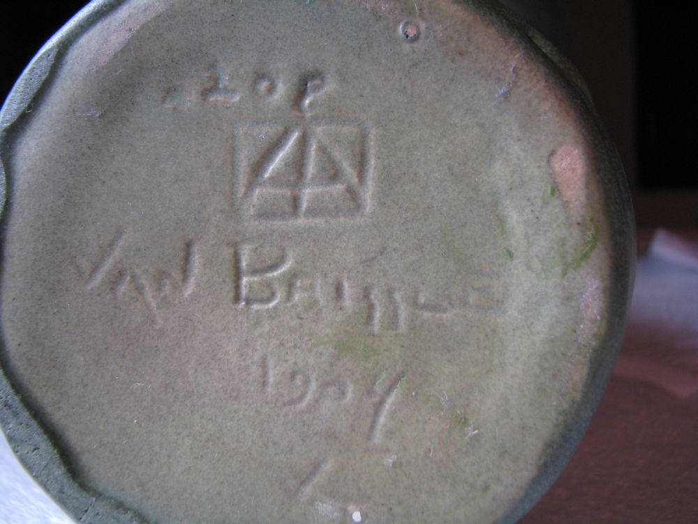 Maker's marks on 1904 Van Briggle vase (Ellison Collection)