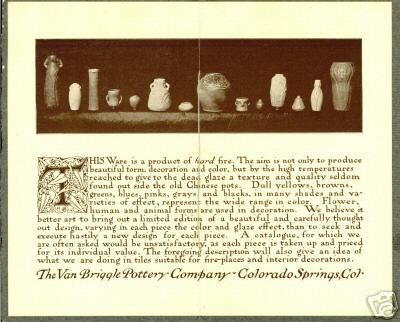 Interior page of circa 1903 Van Briggle catalog