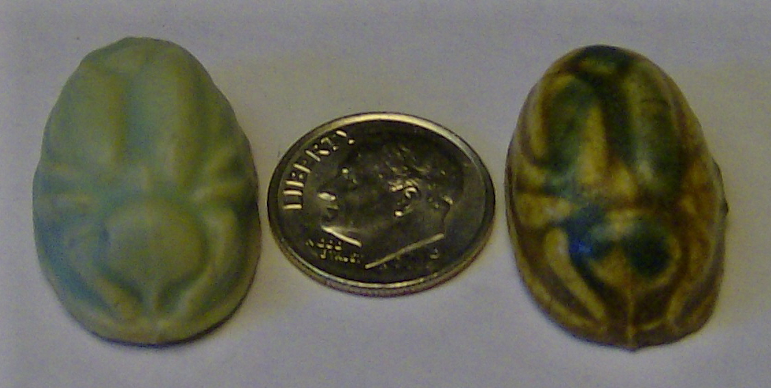 Mini pottery scarabs, circa 1920s, possibly for jewelry